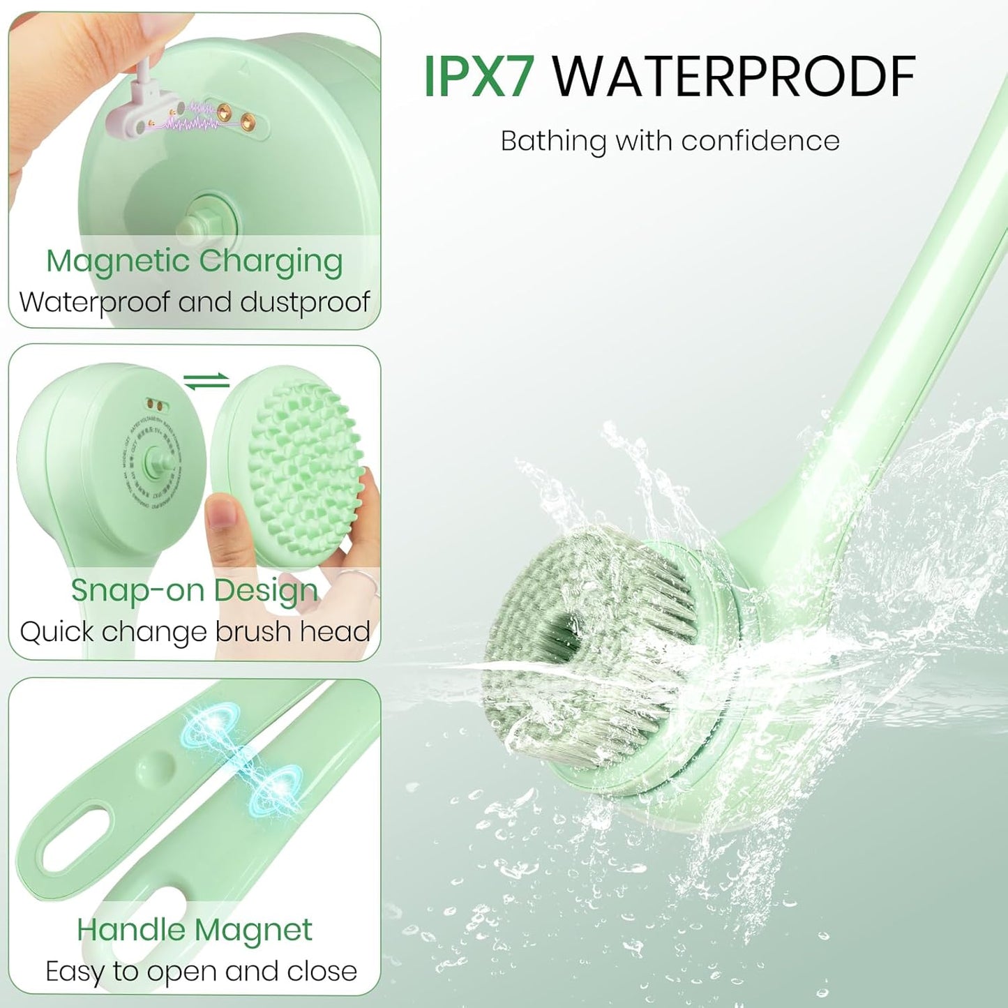 Electric Body Brush for Back and Shower Scrubber